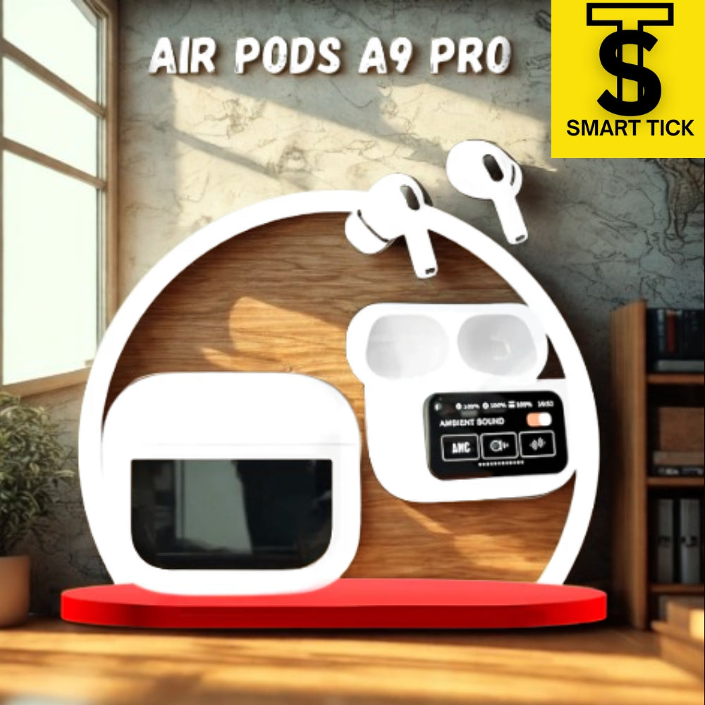 A9 Pro High Quality Sound, ENC Noise Reduction Wireless Airpods With Smart Touch Screen Control