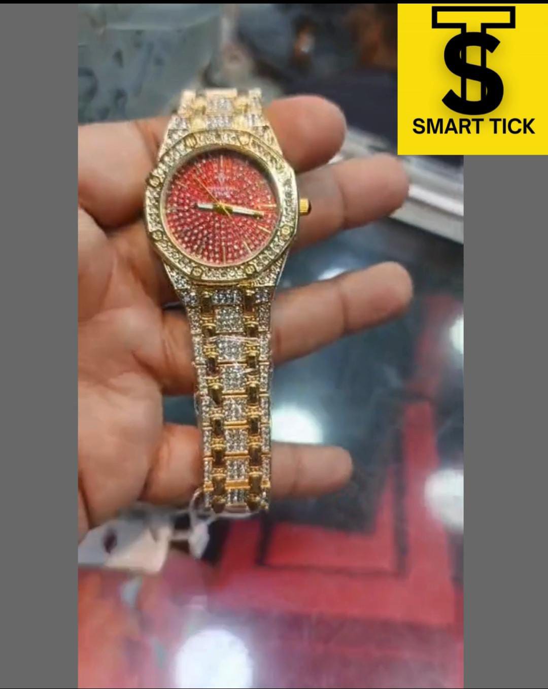 Crystal two-tone steel luxury iced-out ladie's and men's watch.