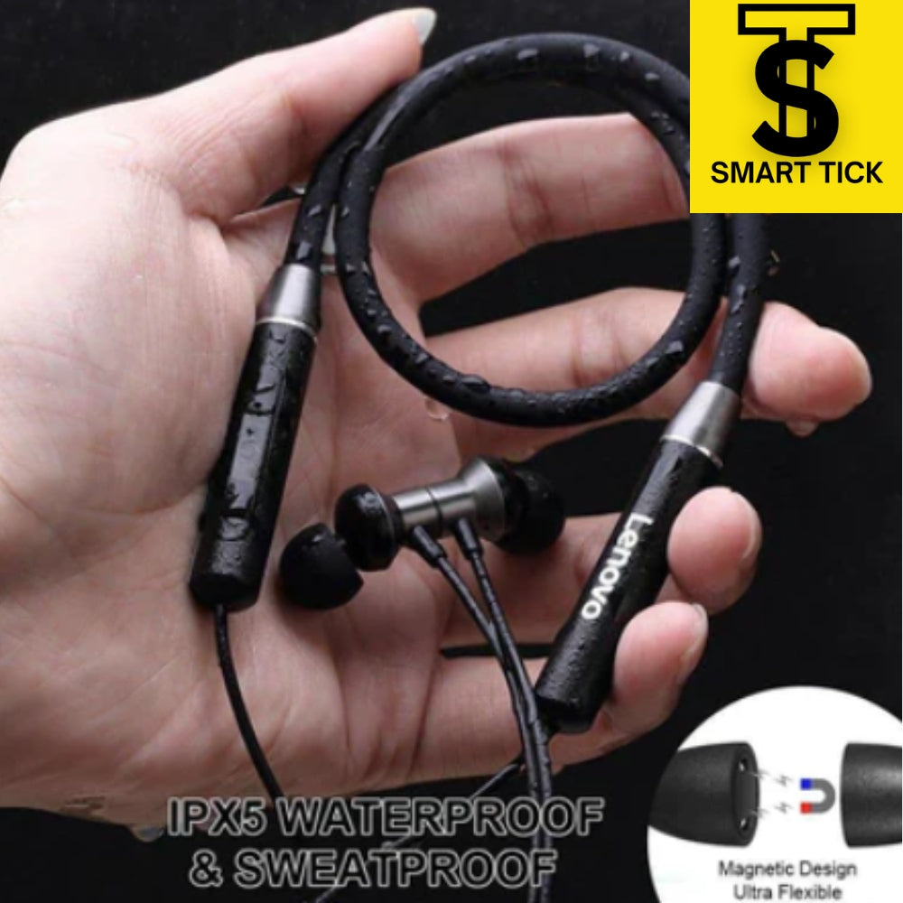 Lenovo HE05 Bluetooth 5.0 Wireless Earphones Magnetic Neckband, Waterproof, Stereo Headset with Mic