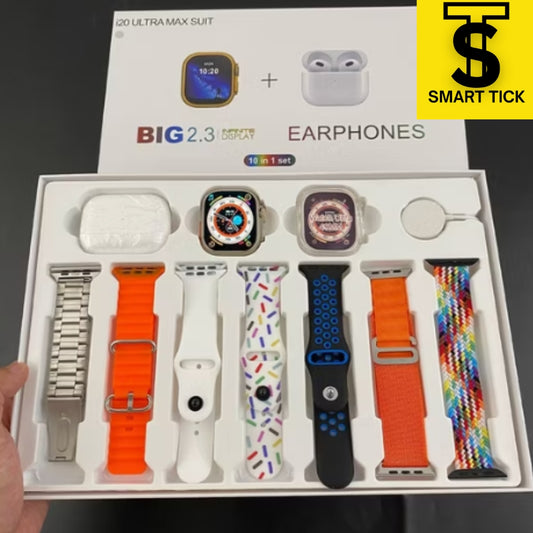 10 In1 I20 Ultra Max Suit Smartwatch 2.3 Inch HD Large Screen Wireless Charging True Buckle Screw 49mm Smart Watch Tws Earphones