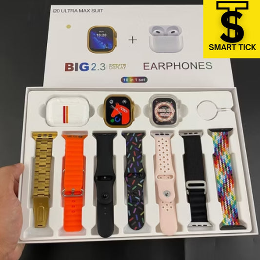 10 In1 I20 Ultra Max Suit Smartwatch 2.3 Inch HD Large Screen Wireless Charging True Buckle Screw 49mm Smart Watch Tws Earphones
