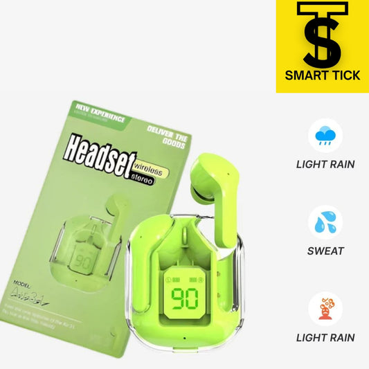 Air31 Wireless Earbuds Bluetooth 5.3, Wireless Earphones Transparent with Deep Bass Hi-Fi Stereo Sound, Bluetooth Headphone with Built-in Mic
