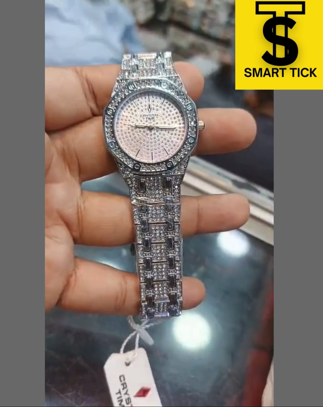 Crystal two-tone steel luxury iced-out ladie's and men's watch.